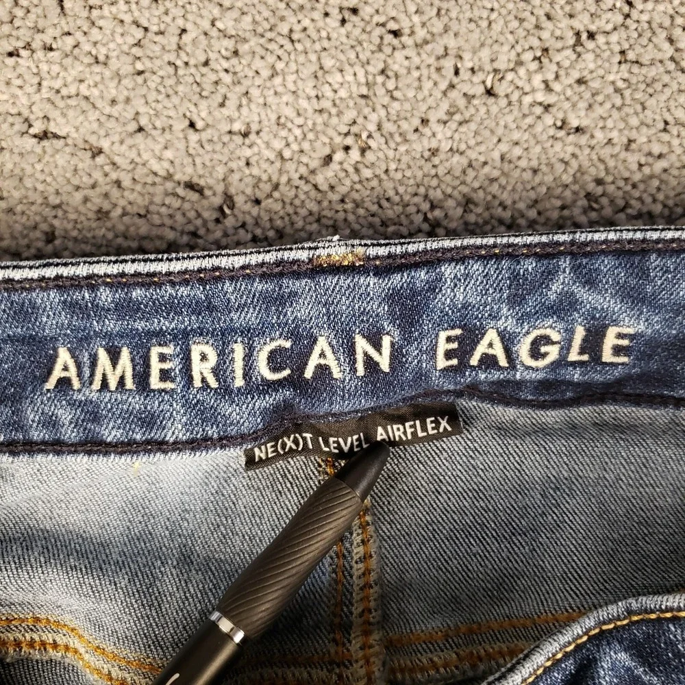 American Eagle Jeans Mens 28x30 Blue Slim Stretch Whisker Honeycomb Stretch